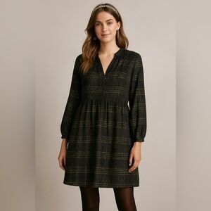 Free People Black Plaid Long-Sleeve Tunic Dress